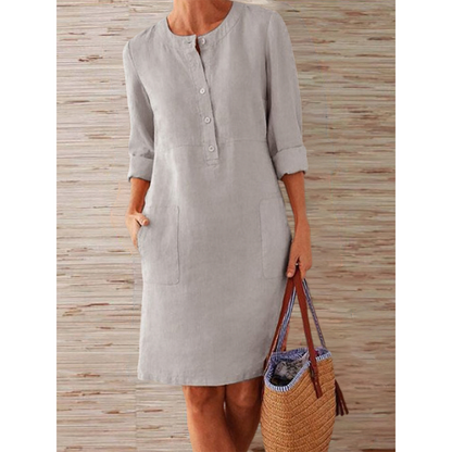 Destiny | Cotton & Linen Dress with Tummy Coverage