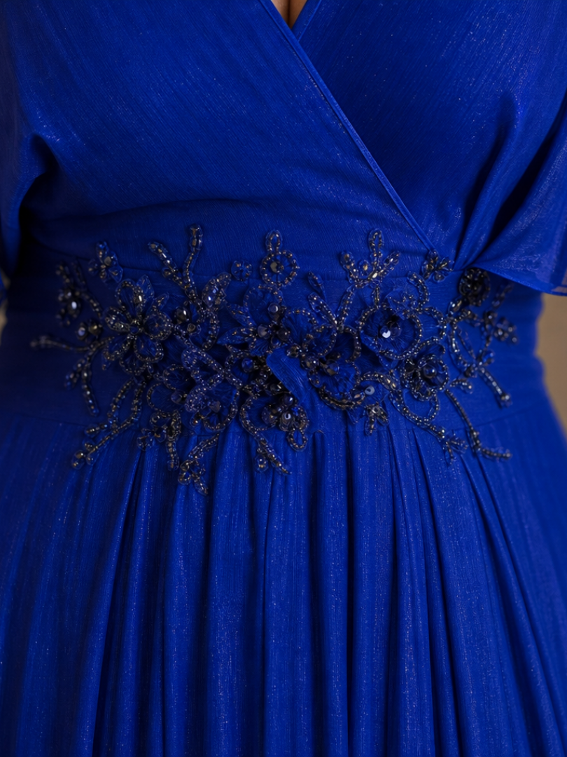 Orelia | Short Sleeve V Neck Flowing Maxi Dress