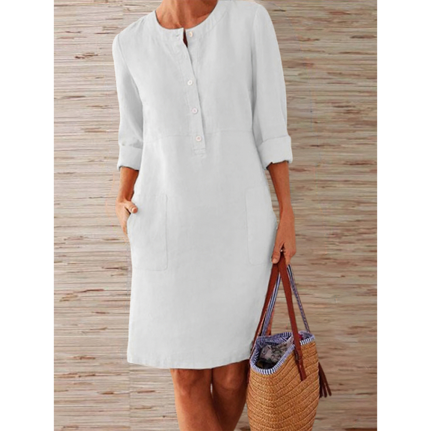 Destiny | Cotton & Linen Dress with Tummy Coverage