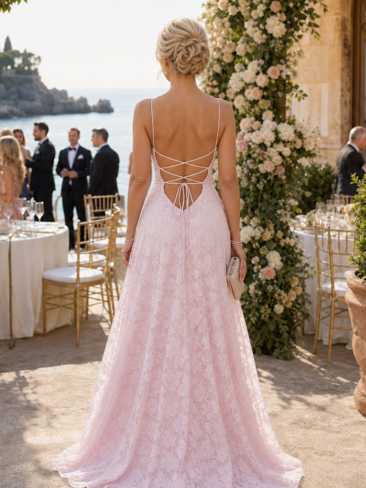 Valenne | Spaghetti Strap Full Lace Maxi Dress