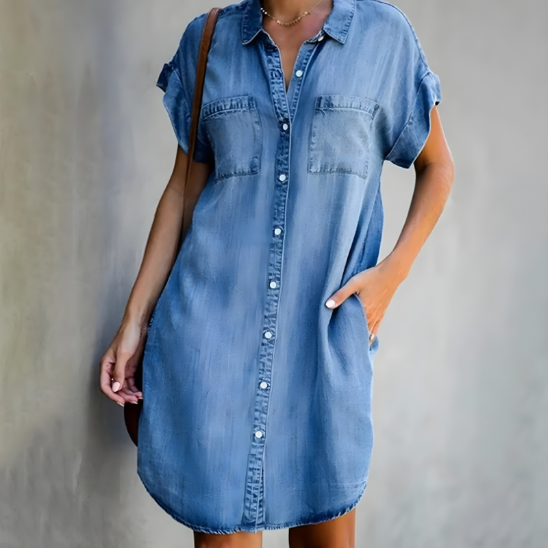 Tara | Denim Dress with Belly Coverage